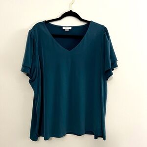 Calvin Klein Teal, Shirt Sleeved Top. Size 2X.